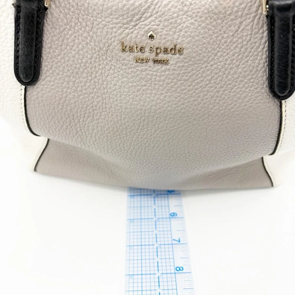 Kate Spade Purse Tote Bag Medium Gray Colorblock Leather Top Handle Handbag